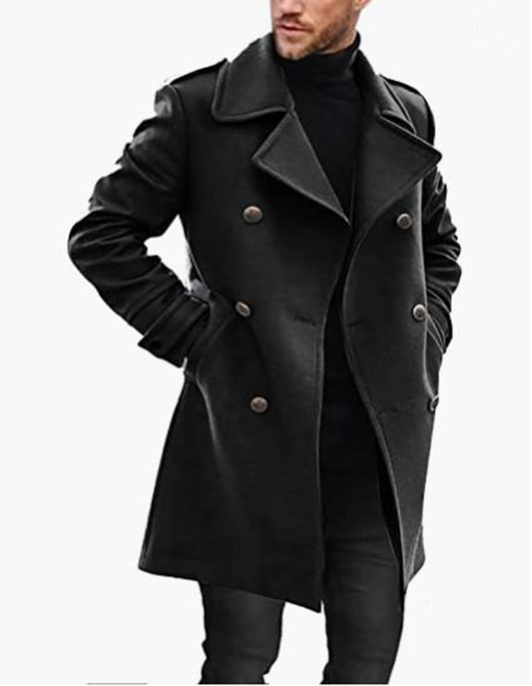 Men's Elegant Streetwear Solid Color Patchwork Double Breasted Coat display picture 4