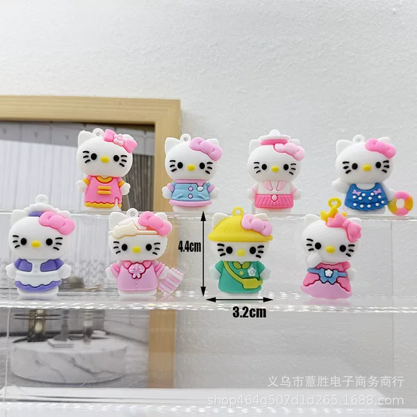 Sanrio Hello Kitty Keychain Epoxy Pvc Pendant Kt Cat Stereo Doll Couple Student School Bag Small Pendant