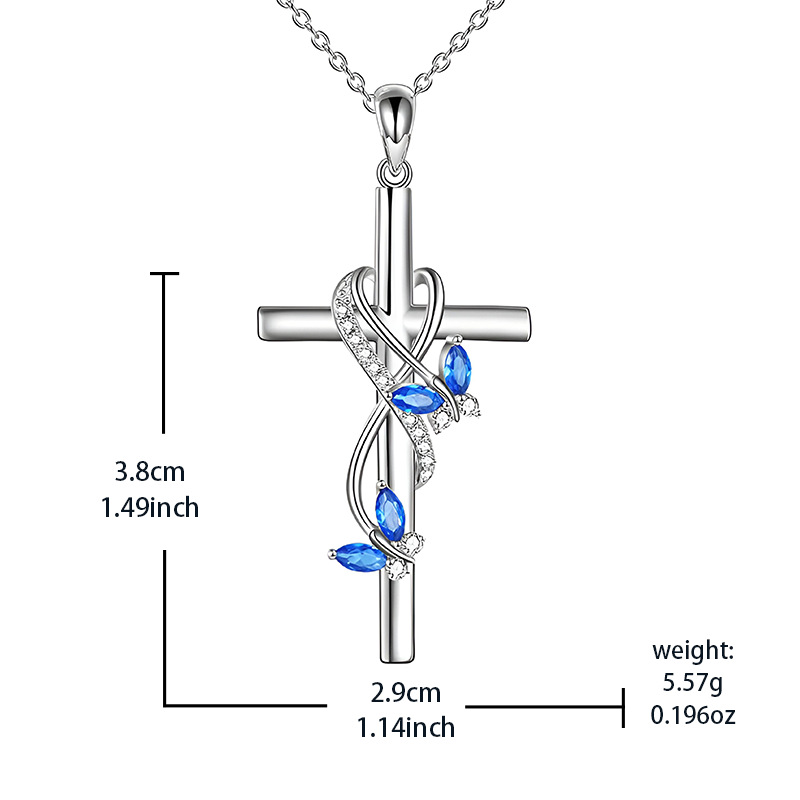 Elegant Simple Style Cross Butterfly Alloy Plating Zircon Women's Pendant Necklace 1 Piece display picture 4