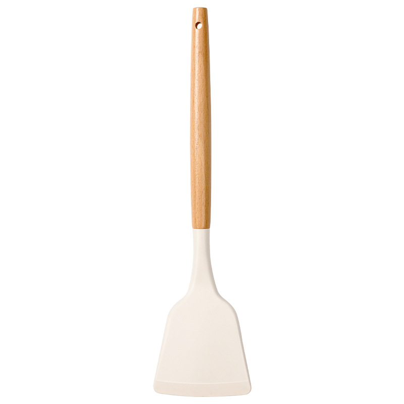 Nueva pala de silicona multifuncional, pala de silicona de grado alimenticio, pala de silicona de haya, sartén antiadherente, pala especial para freír
