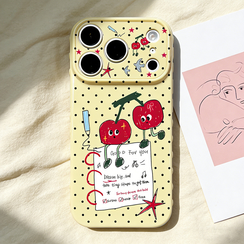 Red Cherry Suitable for Iphone17/17Pro Mobile Phone Case Anti-Fall Protective Cover for Apple 16/15 14 New Models Red Cherry Suitable for Iphone17/17Pro Mobile Phone Case Anti-Fall Protective Cover for Apple 16/15 14 New Models