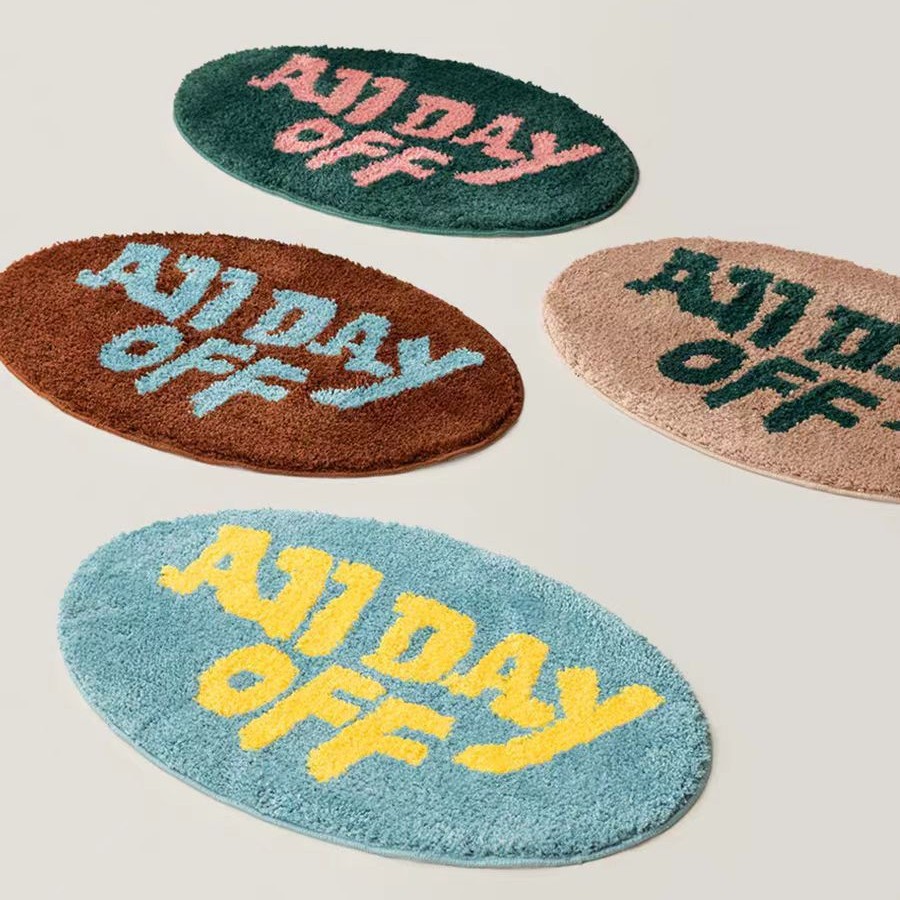 Cross-Border Simple Ins Style Letter Bathroom Water-Absorbent Splash-Proof Cute Floor Mat Flocking Water-Absorbent Non-Slip Bedroom Bedside Blanket