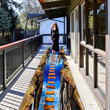 temu跨境走廊地毯3D悬崖地垫火车轨道视觉地垫热销超长尺寸过道毯