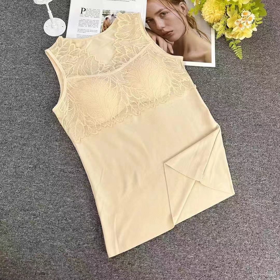 Nuevo chaleco de terciopelo de terciopelo caliente, super elástico, cómodo y cálido con almohadilla de pecho, camisa interior sin marcas gruesas