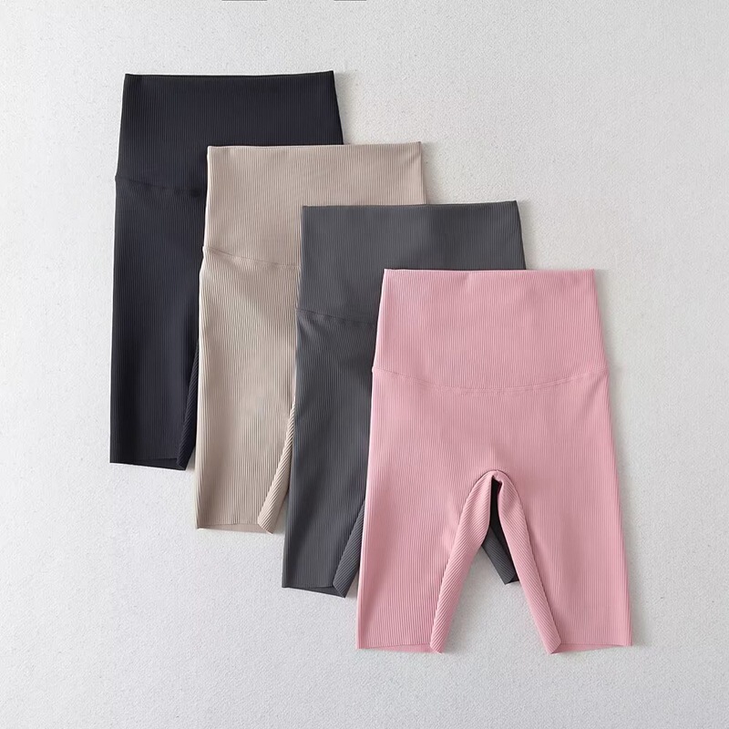 Thread five-point shark pants women's outer wear summer thin high waist belly contracting hip lifting riding yoga Barbie sports pants