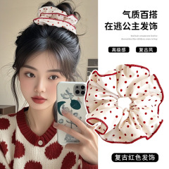 波点レトロ髪飾り大腸髪輪頭縄高級感女2025新型高弾力髪紐姫頭飾り