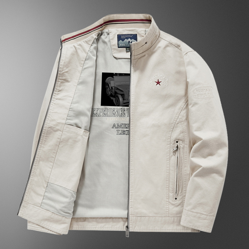 Primavera y otoño para hombres de mediana edad montaña algodón chaqueta casual función al aire libre nuevo abrigo de cuello vertical chaqueta de manga larga chaqueta