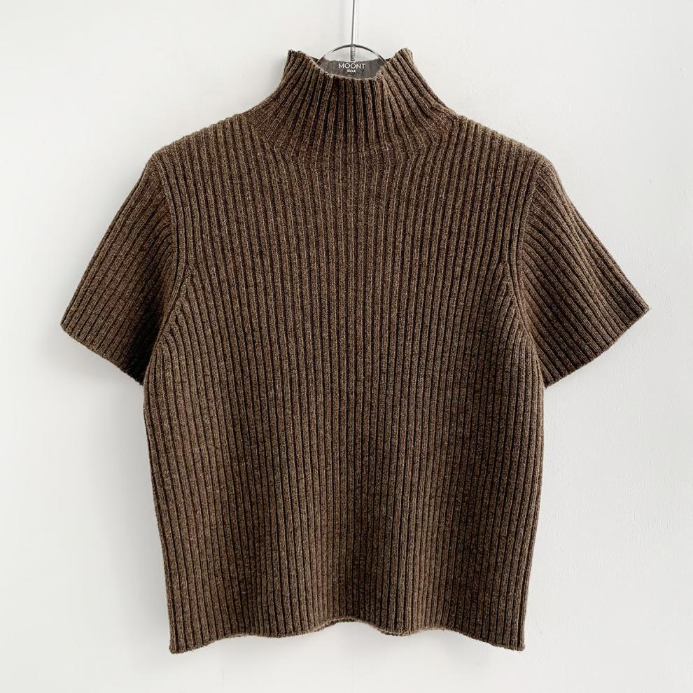 Abbigliamento donna chic primavera retrò temperamento collo alto versatile maglione a maniche corte + gonna con spacco sui fianchi tailleur gonna_voghion.com