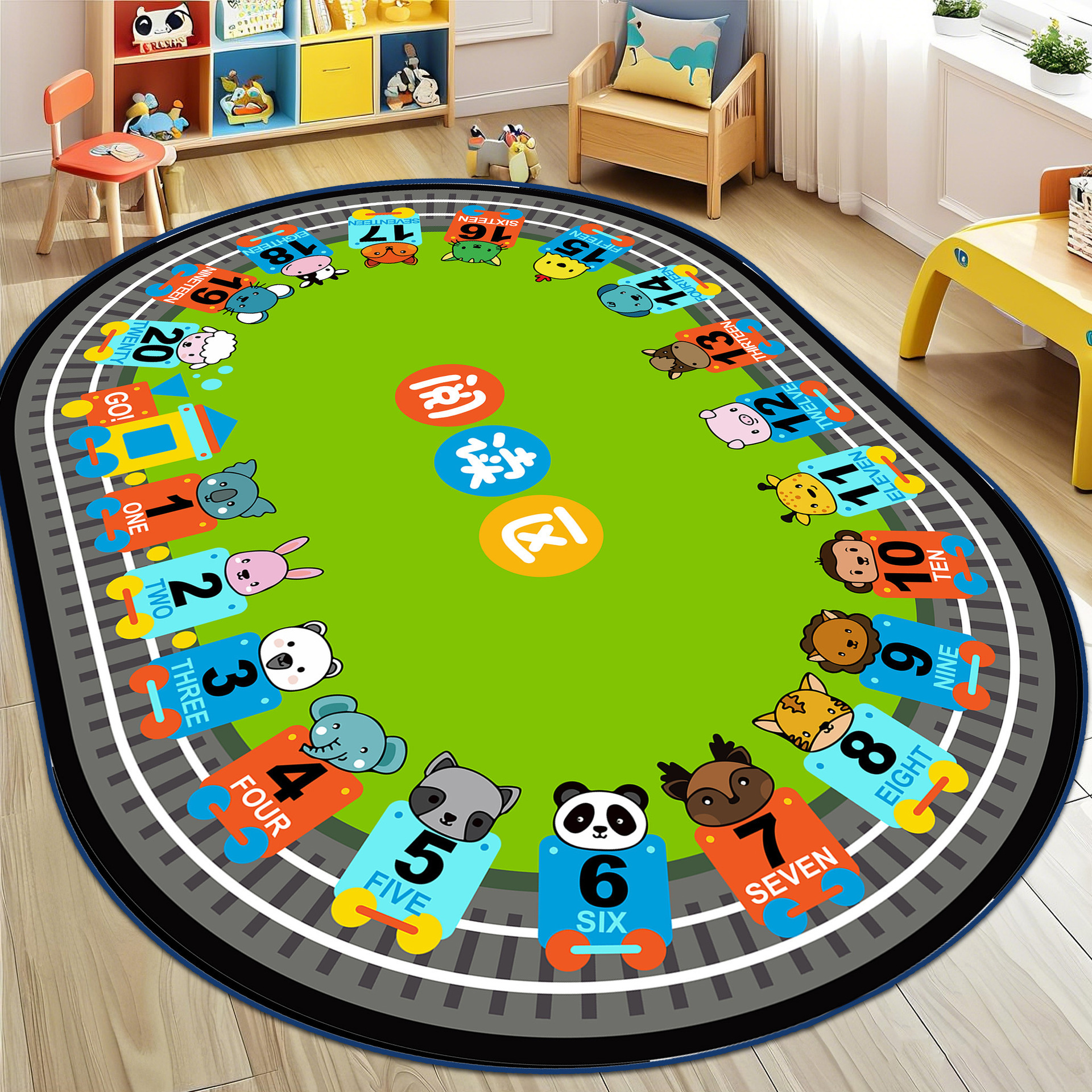 幼儿园儿童房婴幼儿早教益智专用地毯卡通趣味游戏地毯防滑易打理