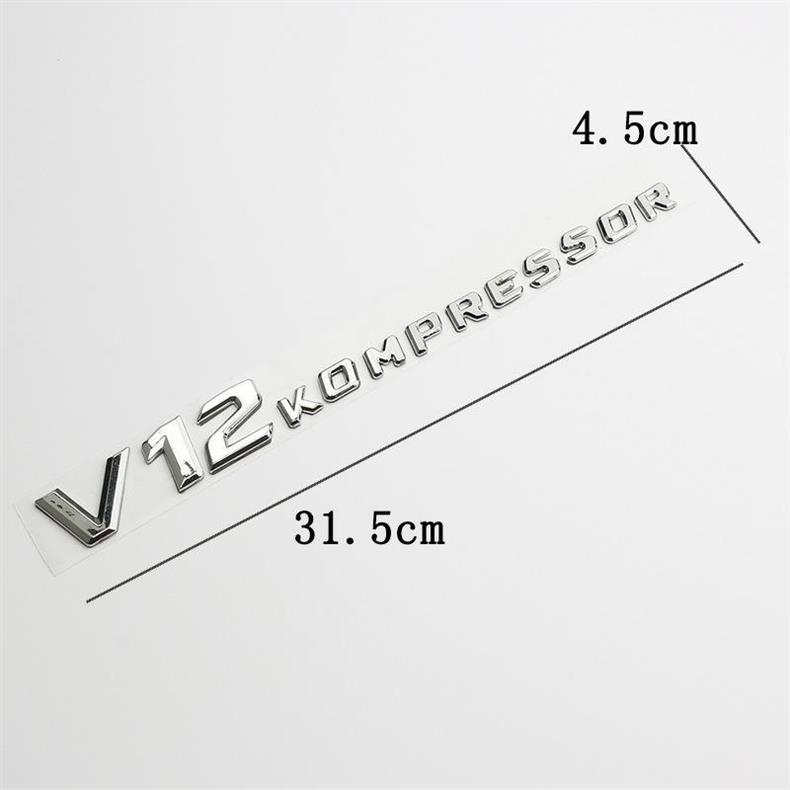 Suitable for Mercedes-Benz V12 BITURBO car emblems, V8 KOMPRESSOR turbocharger emblems, and side fender emblems