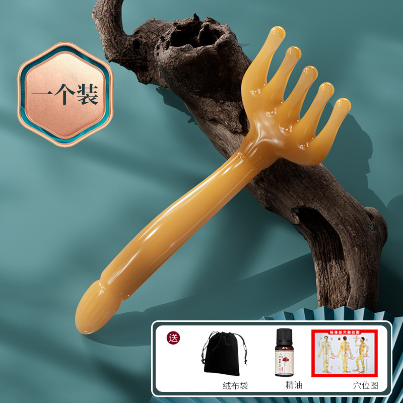 Masajeador de cabeza de cinco garras masaje peine herramienta de terapia capilar resina tendón dragado Meridian rascarse cuero cabelludo descompresión artefacto