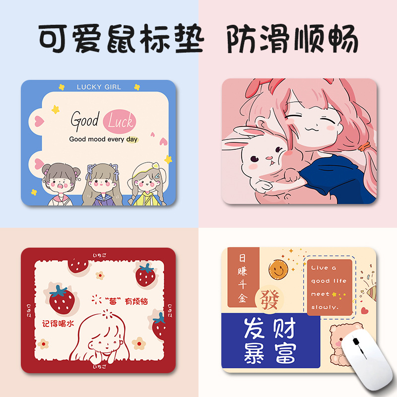 Cute shortcut mouse pad, extra large desk pad, thickened gaming keyboard pad for girls with ins style and good looks