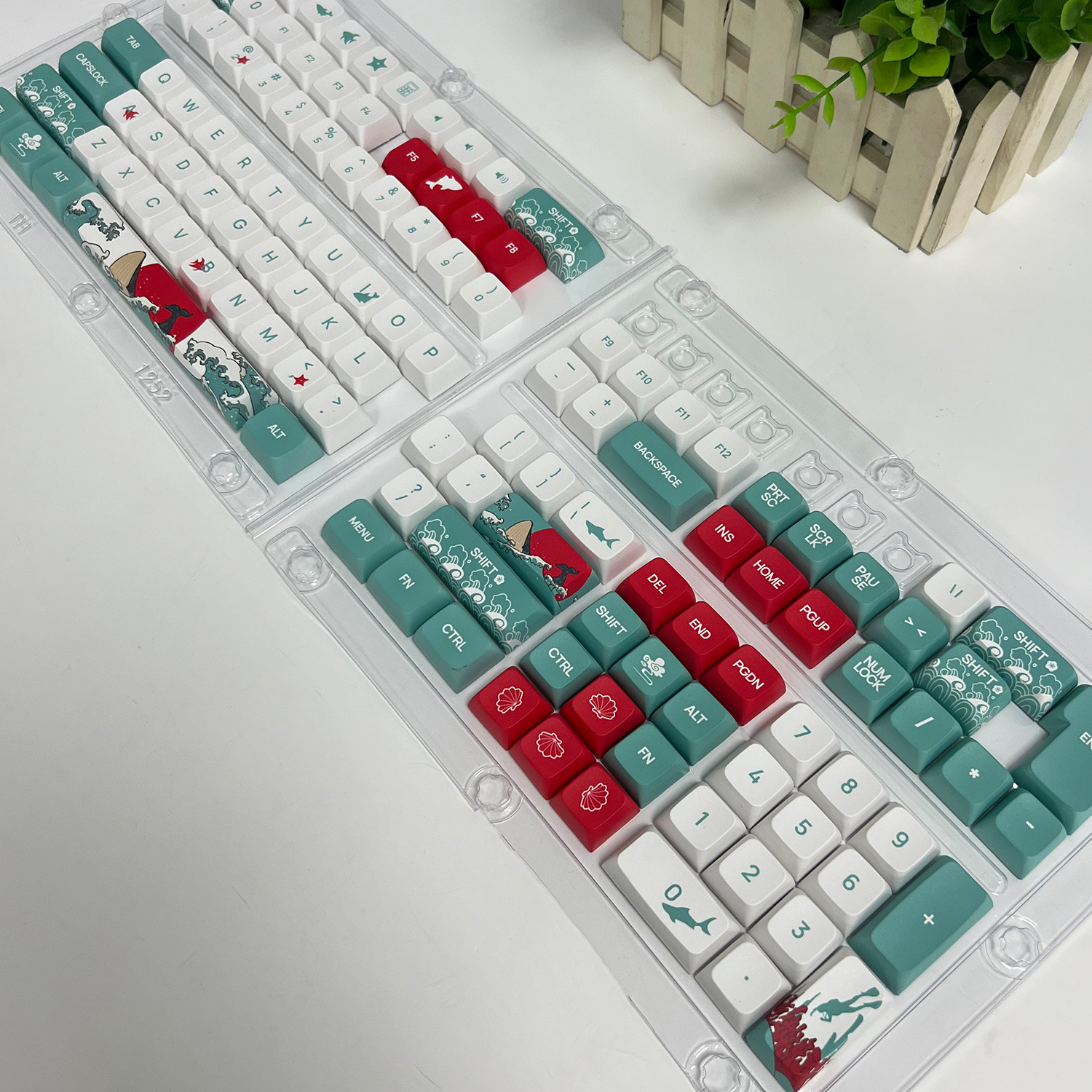 [Tema de Coral Sea] sublimación de cinco lados PBT keycap XDA altura 129 clave completa Teclado mecánico keycap