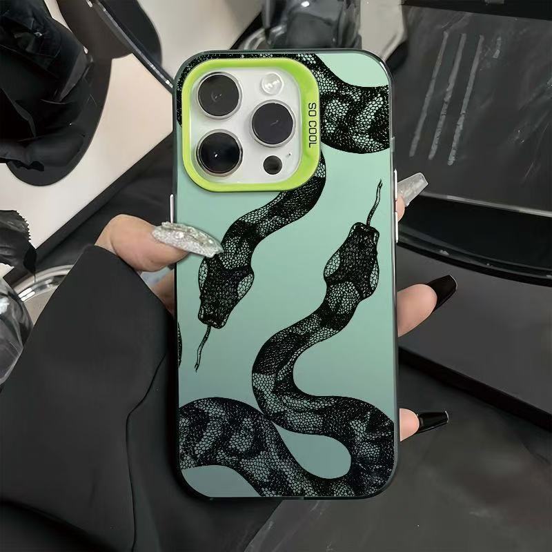 Nueva funda para teléfono móvil iphone16 aplicable europea y americana 11 Apple 15promax/14 Dark Snake 13pro12 personalidad