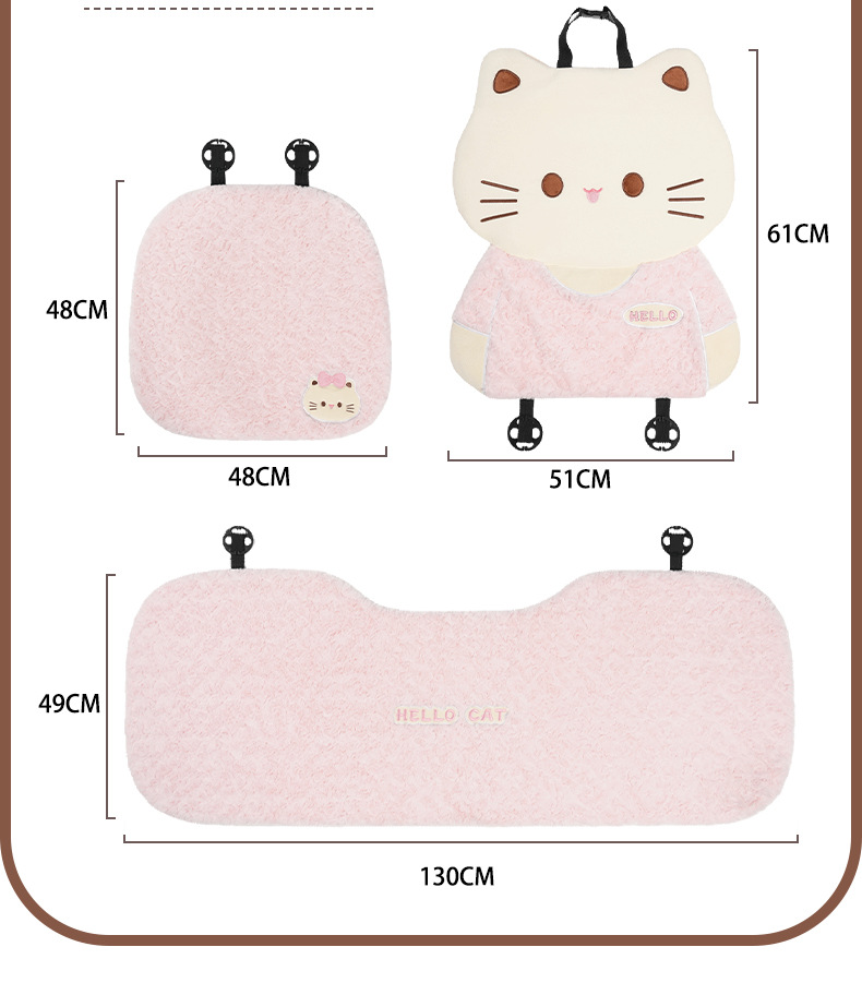 Winter Car Seat Cushion Cute Cartoon Cat Car Seat Cover Thick Plush Warm and Cute Car Seat Cushion