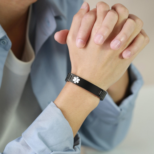 Cross-border bracelet wholesale 12mm stainless steel elastic medical logo bracelet Korean style fashion bracelet BR-263