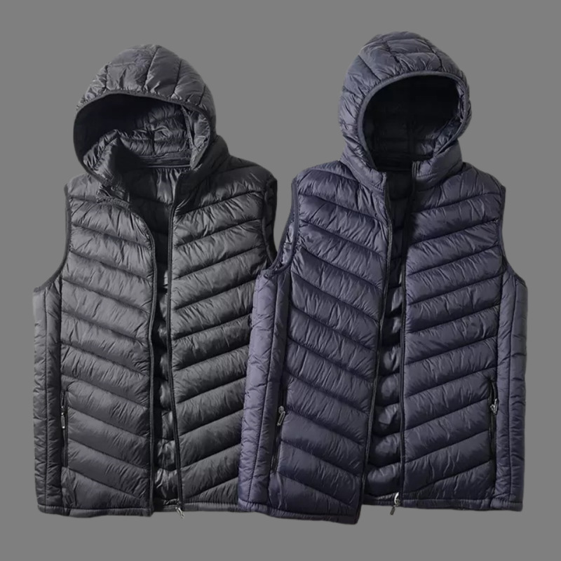 Chaleco de moda masculino de otoño y invierno chaqueta de algodón ligera con chaleco encapuchado de hombro grueso chaleco de algodón calentador clip