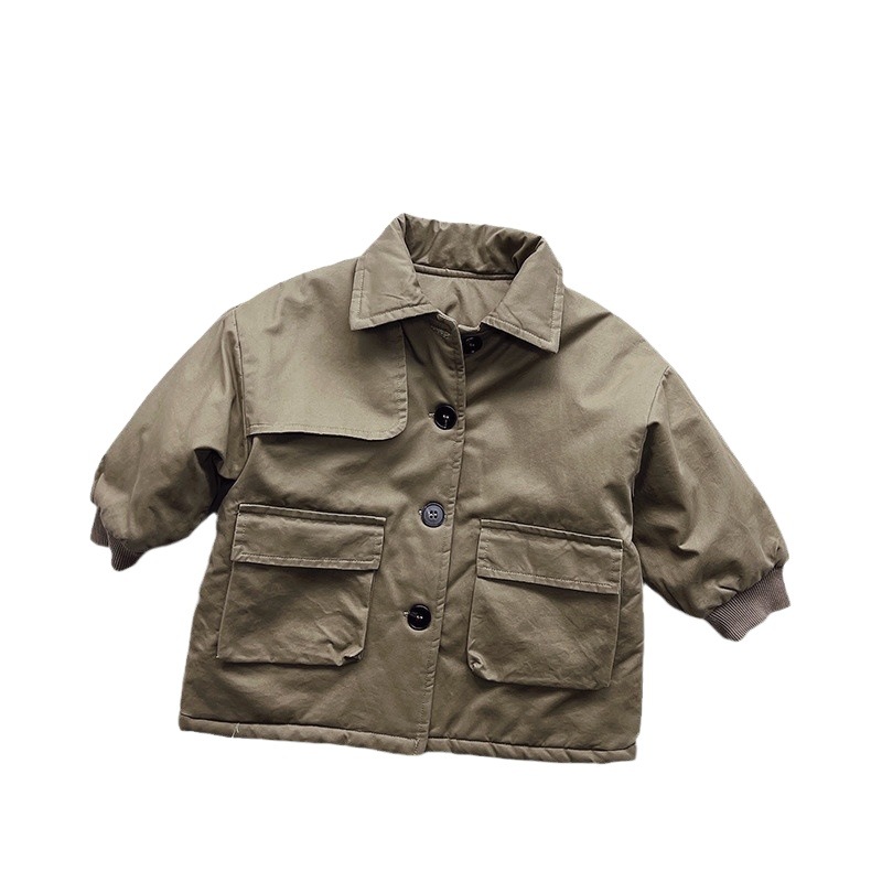 Abrigo acolchado estilo Harajuku para niños, modelo nuevo de invierno 2025 para niños y niñas, estilo coreano y japonés, abrigo grueso de longitud media, moderno.