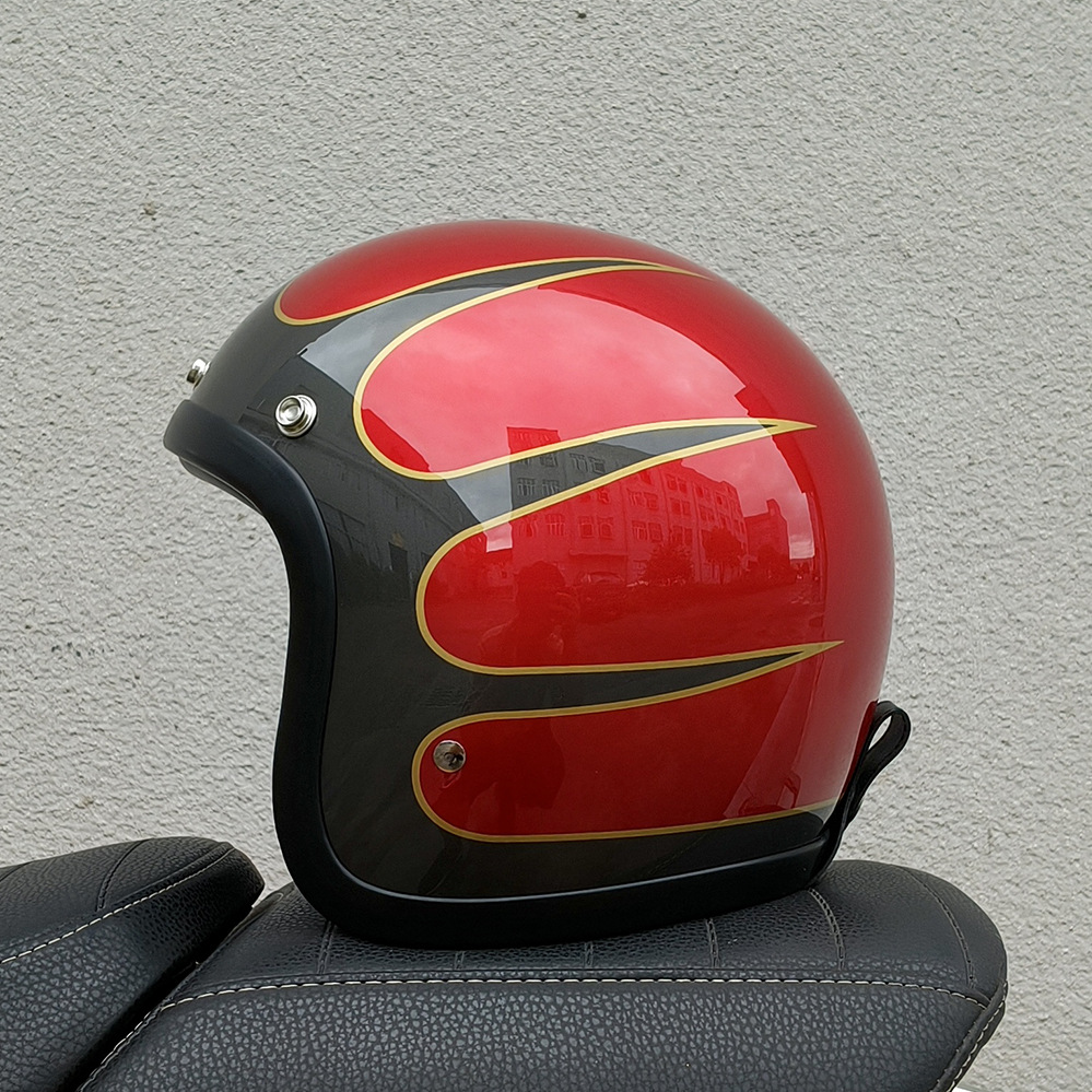Retro Cruise Helmet – Universal Motosiklet kaskı (dəbilqə) - red-s