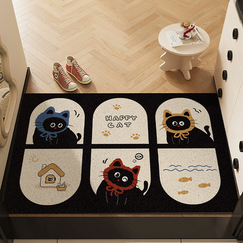Wholesale cartoon entrance door wire ring wear-resistant mat entrance door non-slip mat household indoor and outdoor dust removal door mat