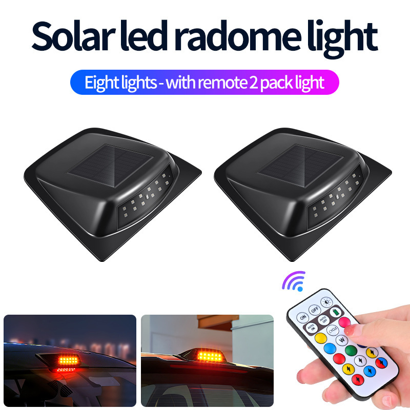 LED solar de techo de automóvil imitación de luz de cubierta de radar láser decoración general anti-colisión trasera advertencia de explosión flash luz piloto