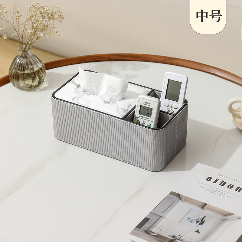 Caja multifuncional de toallas de papel hotel control remoto caja de cuero 2 - en - 1 caja de dibujo de papel de escritorio de la sala de estar impresión