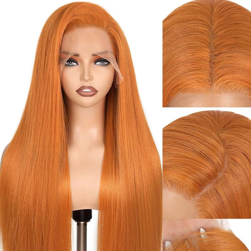 Synthetic Lace Front Wig Pre-Plucked Synthetic Glueless Straight Hair Wig 28inch Fluffy Ginger Color Lace Synthetic Lace Front Wig Pre-Plucked Synthetic Glueless Straight Hair Wig 28inch Fluffy Ginger Color Lace