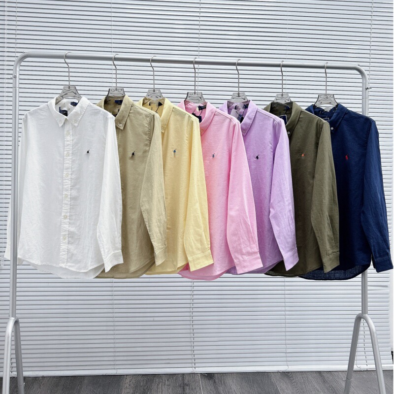 2026 Summer Little Horse Embroidery Linen Women's Shirt Loose Sun Protection Long Sleeve Shirt Candy Color Unisex Top