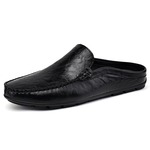 男鞋夏季防滑凉鞋男款真皮透气休闲鞋子镂空皮鞋半拖男拖鞋