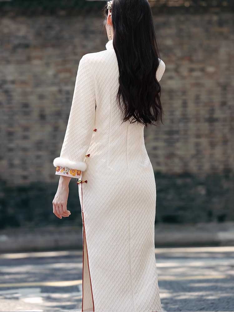 Fleece-lined Thickened Autumn And Winter New Chinese-style Cheongsam 2025 Model, Improved Young Style,_ecoleips.com