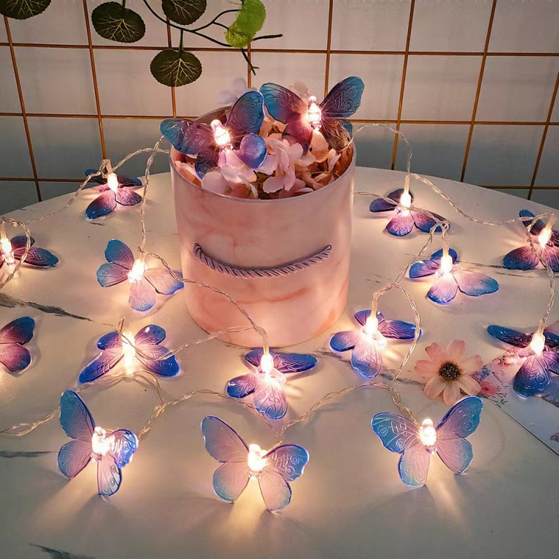 New Led Painted Butterfly Light String, Transparent Butterfly Creative Decorative Lights, Wedding and Festival Photo Props Light String
