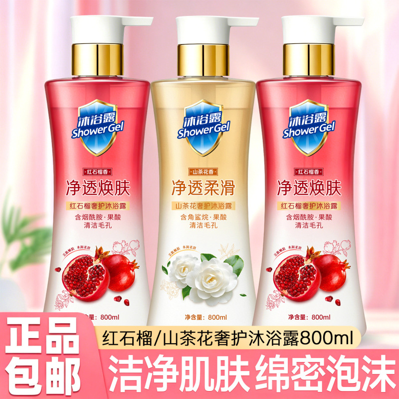 Red Pomegranate Shower Gel, Fragrant Camellia Shower Gel, Moisturizing Family Pack 800g Large Capacity Family Size Shower Gel Red Pomegranate Shower Gel, Fragrant Camellia Shower Gel, Moisturizing Family Pack 800g Large Capacity Family Size Shower Gel