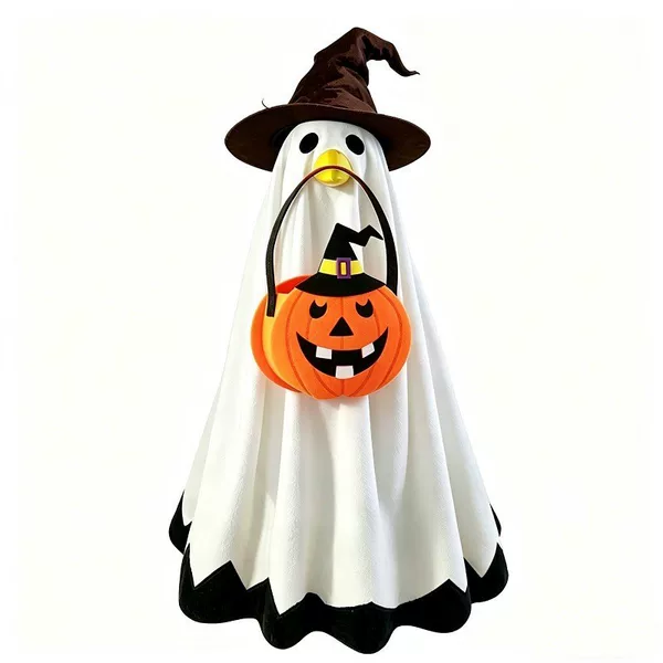 2 Sets of Halloween Goose Costumes, Lawn Porch Goose Costumes, Ghost Pumpkin Costumes, 23-Inch Outdoor Yard Lawn Art Decorations