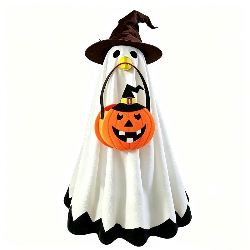 2 Sets of Halloween Goose Costumes, Lawn Porch Goose Costumes, Ghost Pumpkin Costumes, 23-Inch Outdoor Yard Lawn Art Decorations