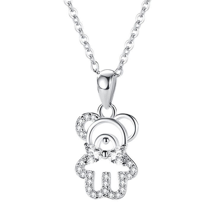Plata esterlina s925 lindo oso colgante europeo y americano transfronterizo collar deseo accesorios diseño sentido clavícula cadena al por mayor