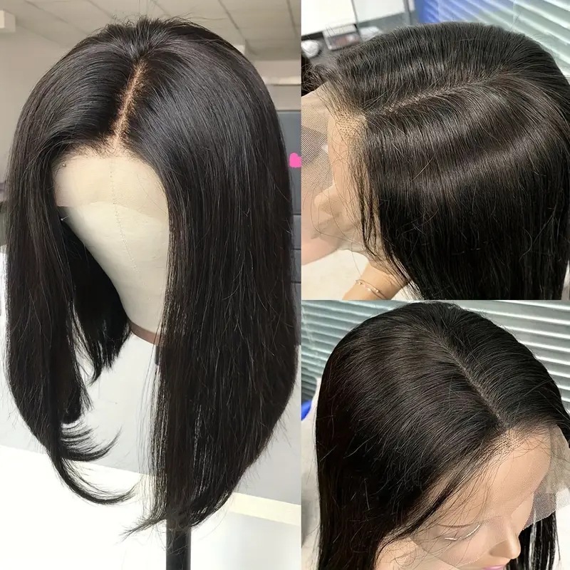 Amazon nuevos productos Europeos y estadounidenses pelucas de cabello corto y recto para mujeres negras bobbing cubierta de cabello corto y recto cubierta de cabello image 2