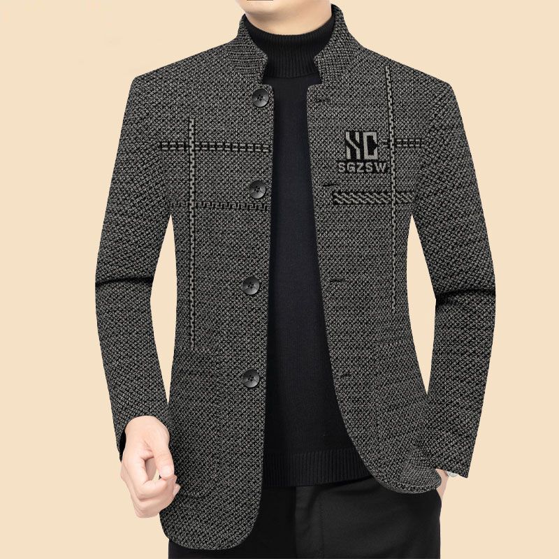 High-End Men's Wool Coat New Style Stand Collar Casual Thickened Jacket for Middle-Aged Dads High-End Men's Wool Coat New Style Stand Collar Casual Thickened Jacket for Middle-Aged Dads