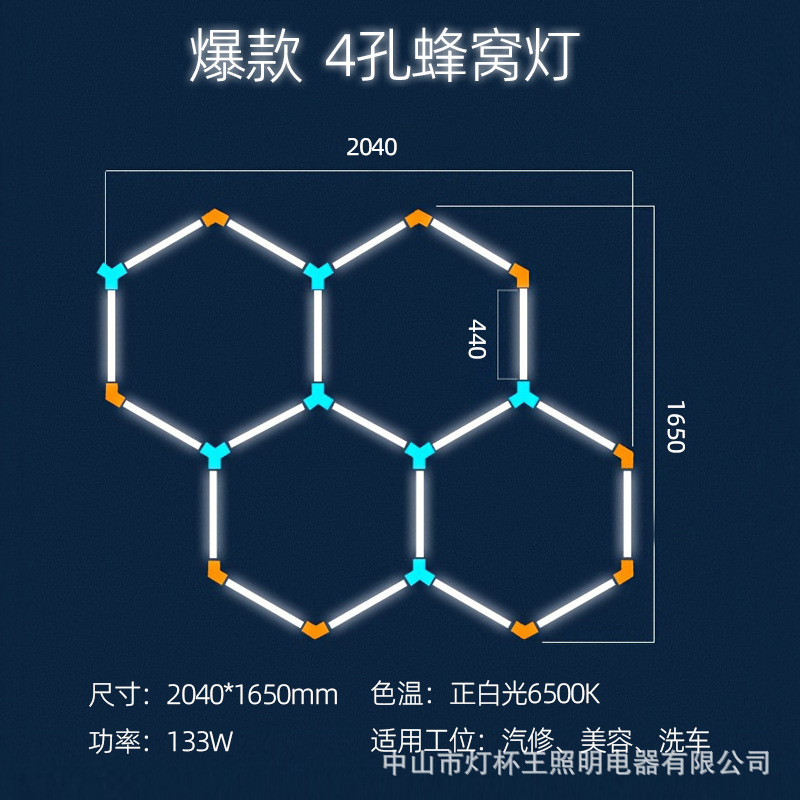 4구 벌집 조명 2040*1650mm-133W (선반 및 외부 프레임 제외)