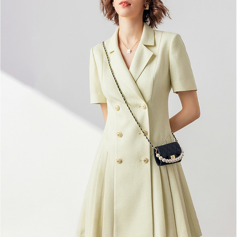 Ready Stock Manufacturer Wholesale Suit Dress for Small Women Spring and Summer New Design High Ji Pleated Mid-Length Skirt
