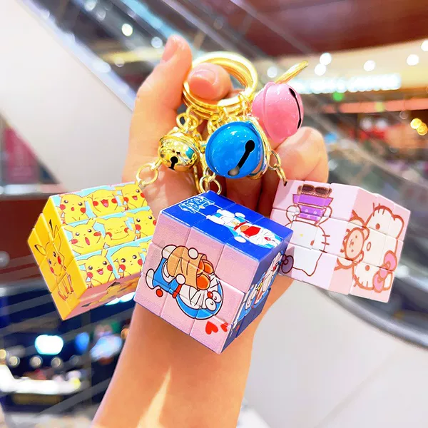 Mini Cartoon Kulomi Ding Dang Cat Strawberry Bear Series Rubik's Cube Toy Third Order Rubik's Cube Keychain Pendant Wholesale