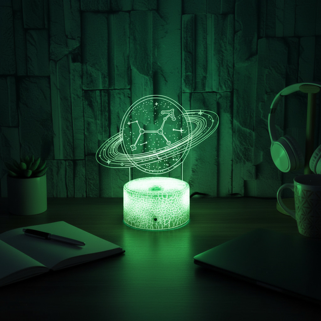 跨境新款宇宙行星3D小台灯 七彩触控视觉灯 3D小夜灯礼品可加LOGO