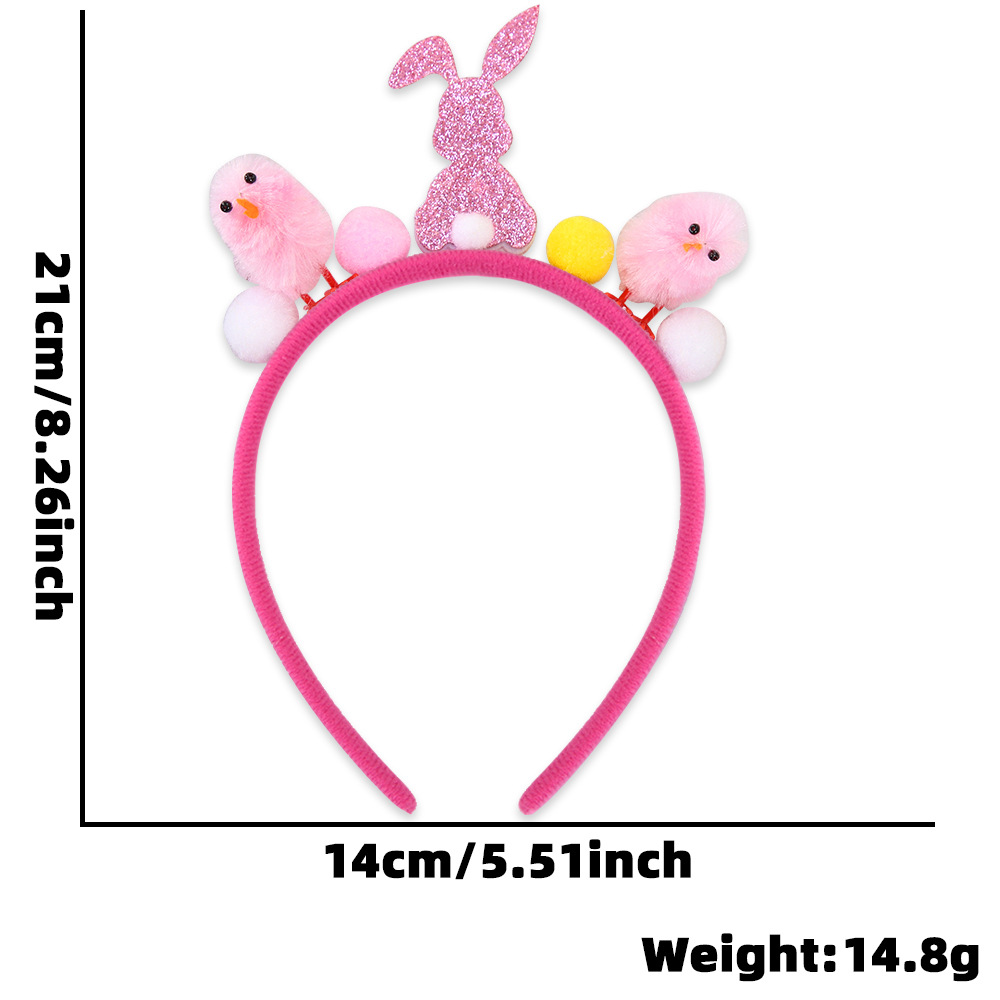 Nuevos adornos de Pascua multicolores de peluche pollo cabeza bandana fiesta vestido niños huevo bandana cabezales