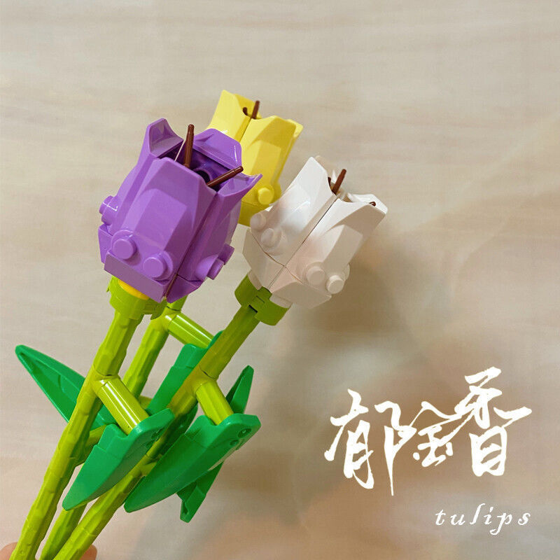 Bloques de construcción de rosas, regalo de decoración de flores perpetuas, rompecabezas, decoración de bricolaje, partículas pequeñas, inserciones hechas a mano para el día de San Valentín