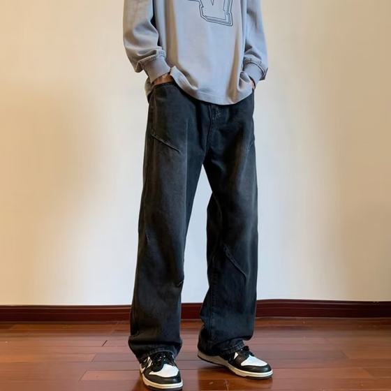 Wide leg jeans men's loose straight new American high street boys pants spring and summer overalls wholesale