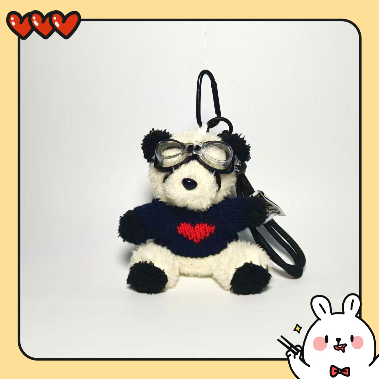 Pandas pilotos lindos colgantes de peluche llaveros muñecas colgantes bolsos colgantes para chicas regalos creativos para parejas