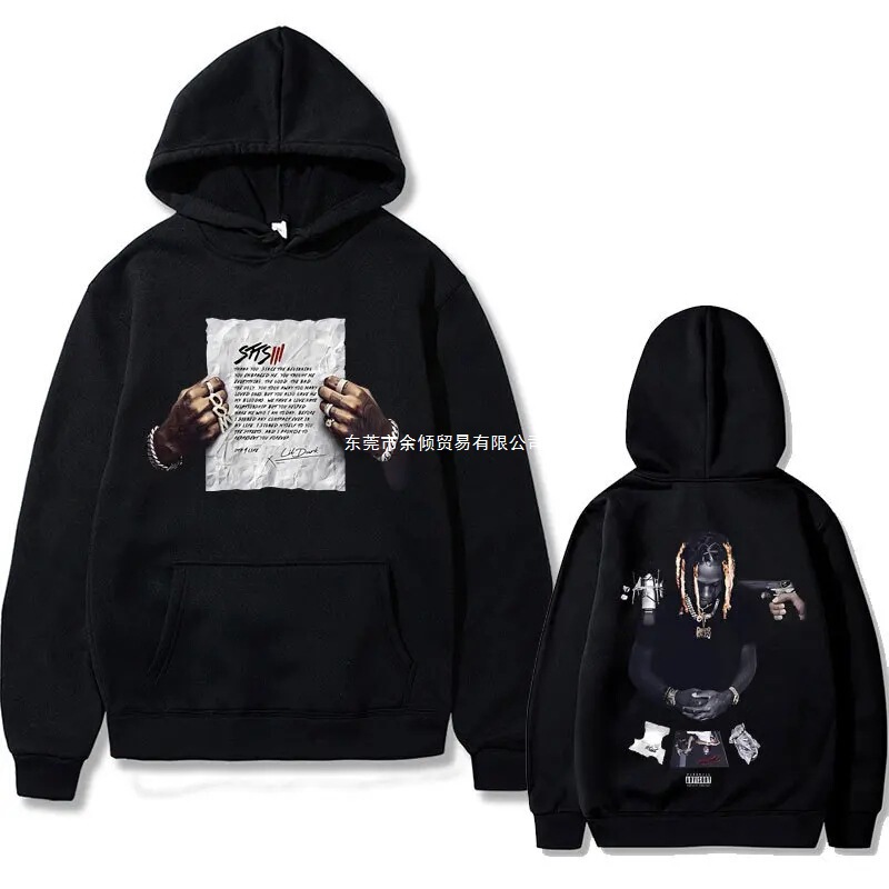 Rapper Lil Durk Double-Sided Printed Sweatshirt Men's Regular Fit Autum Wool Sweatshirt Long-Sleeved Fashion