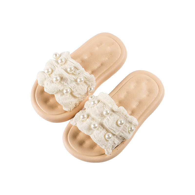 Zapatillas de los niños del verano princesa estilo perla niñas sandalias de fondo suave al aire libre transpirable pequeñas y medianas niñas zapatillas
