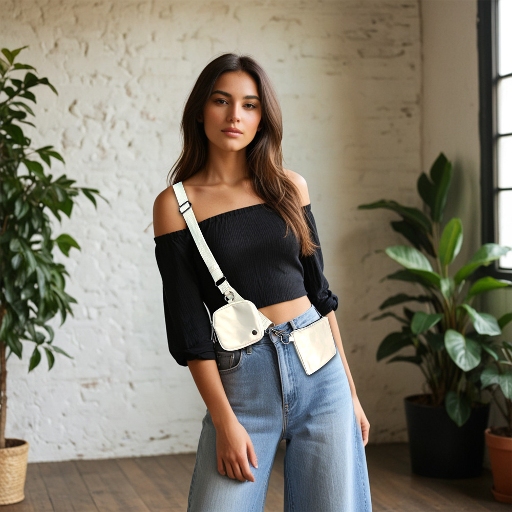 Small Size Unisex Small Oxford Cloth Solid Color Streetwear Square Zipper Square Bag