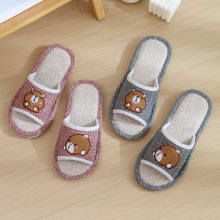 卡通可爱儿童拖鞋亚麻四季亲子室内防滑男女大童男孩家居鞋夏