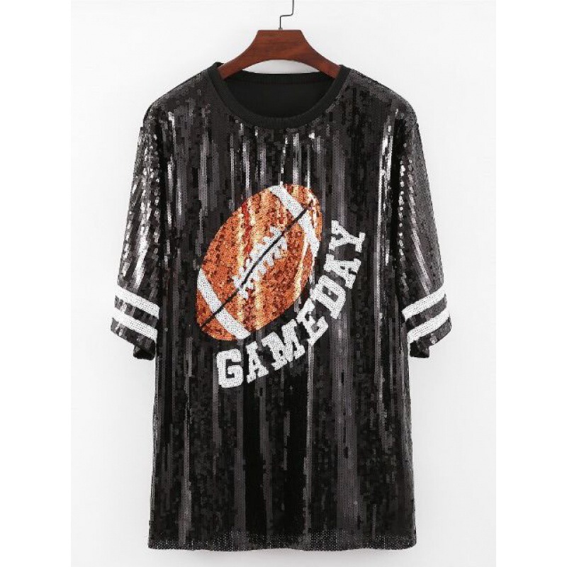 In-Stock Supply 2026 Sequin Shirt Cross-Border Women's Clothing Football Sequin Jersey Cheerleading Uniform Sequins